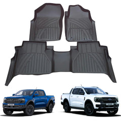 FORD RANGER & RAPTOR & VW AMAROK 2023 on – 3D TAILORED MUD MATS – BLACK – MUDBLOCK - Storm Xccessories2
