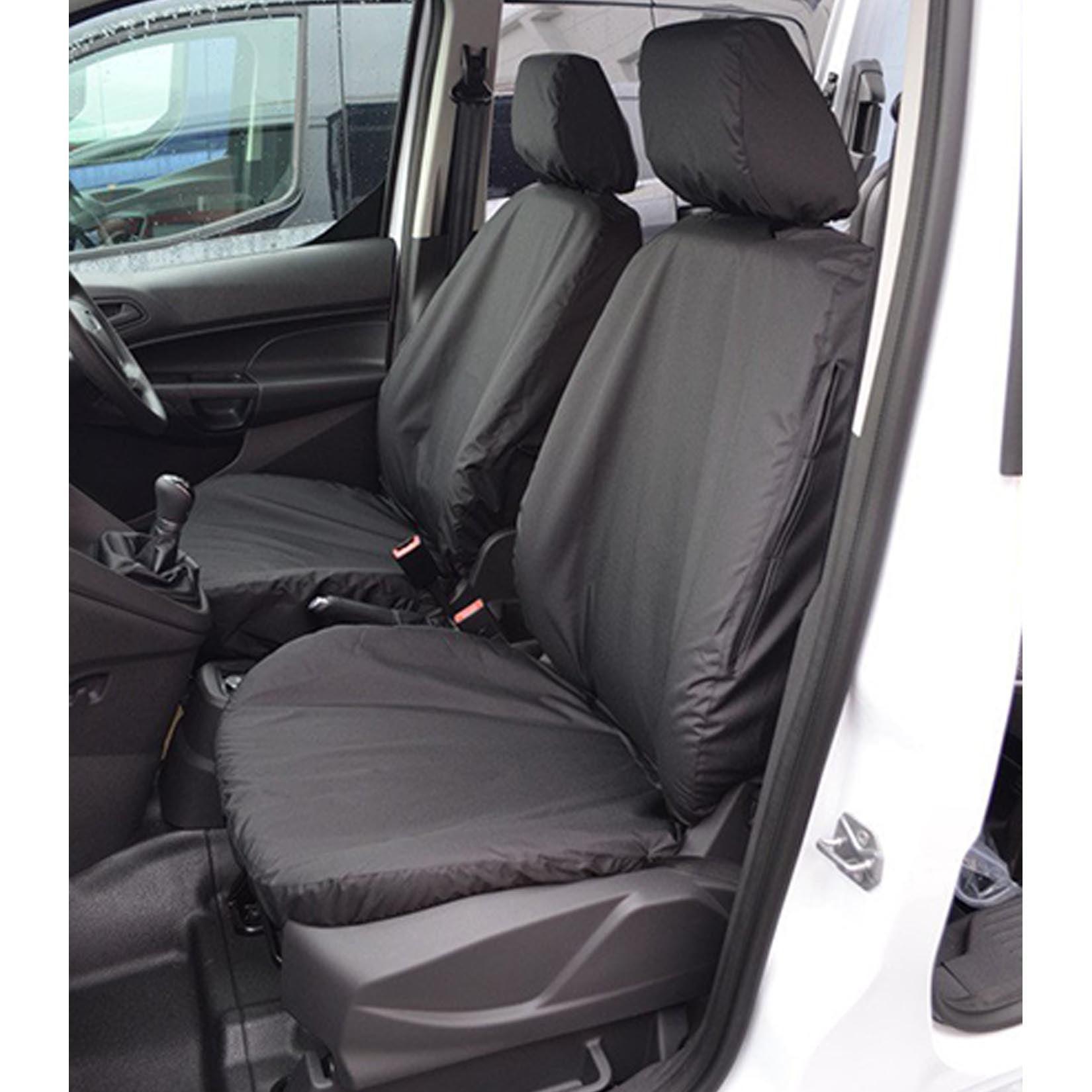 FORD TRANSIT CONNECT 2014-2018 DRIVER AND SINGLE PASSENGER SEAT COVERS (WITH ARMREST) - PAIR - BLACK - Storm Xccessories2