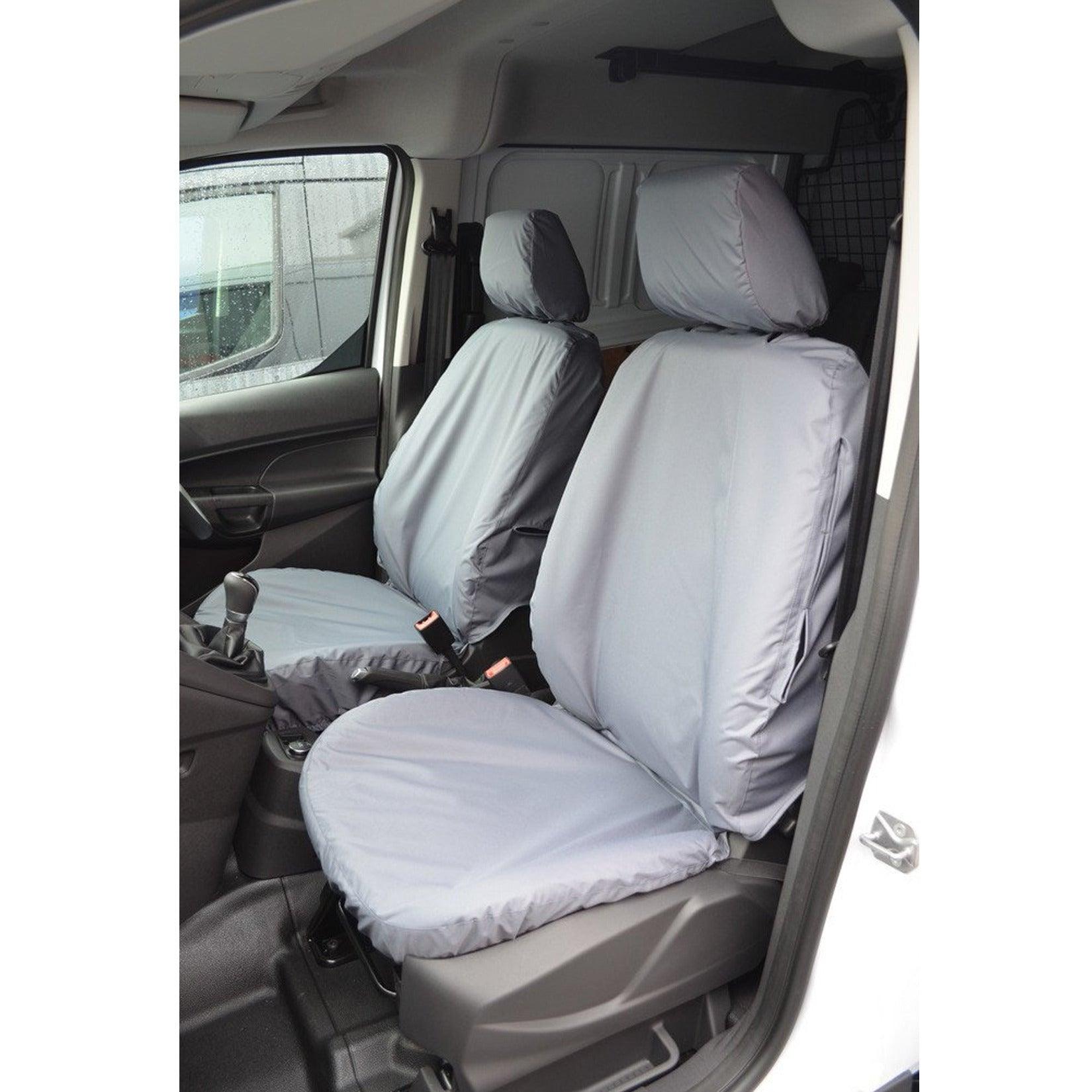 FORD TRANSIT CONNECT 2014-2018 DRIVER AND SINGLE PASSENGER SEAT COVERS (WITH ARMREST) – PAIR – GREY - Storm Xccessories2