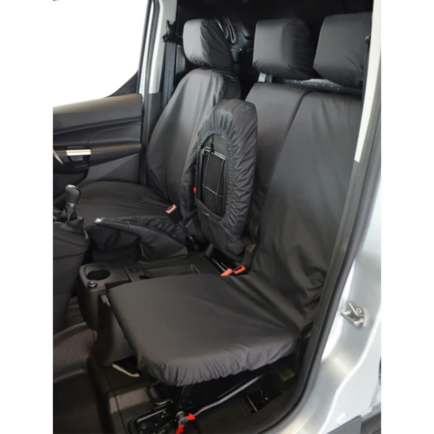 FORD TRANSIT CONNECT 2018 ON FRONT SEAT COVERS IN BLACK - 3 SEATER - Storm Xccessories2