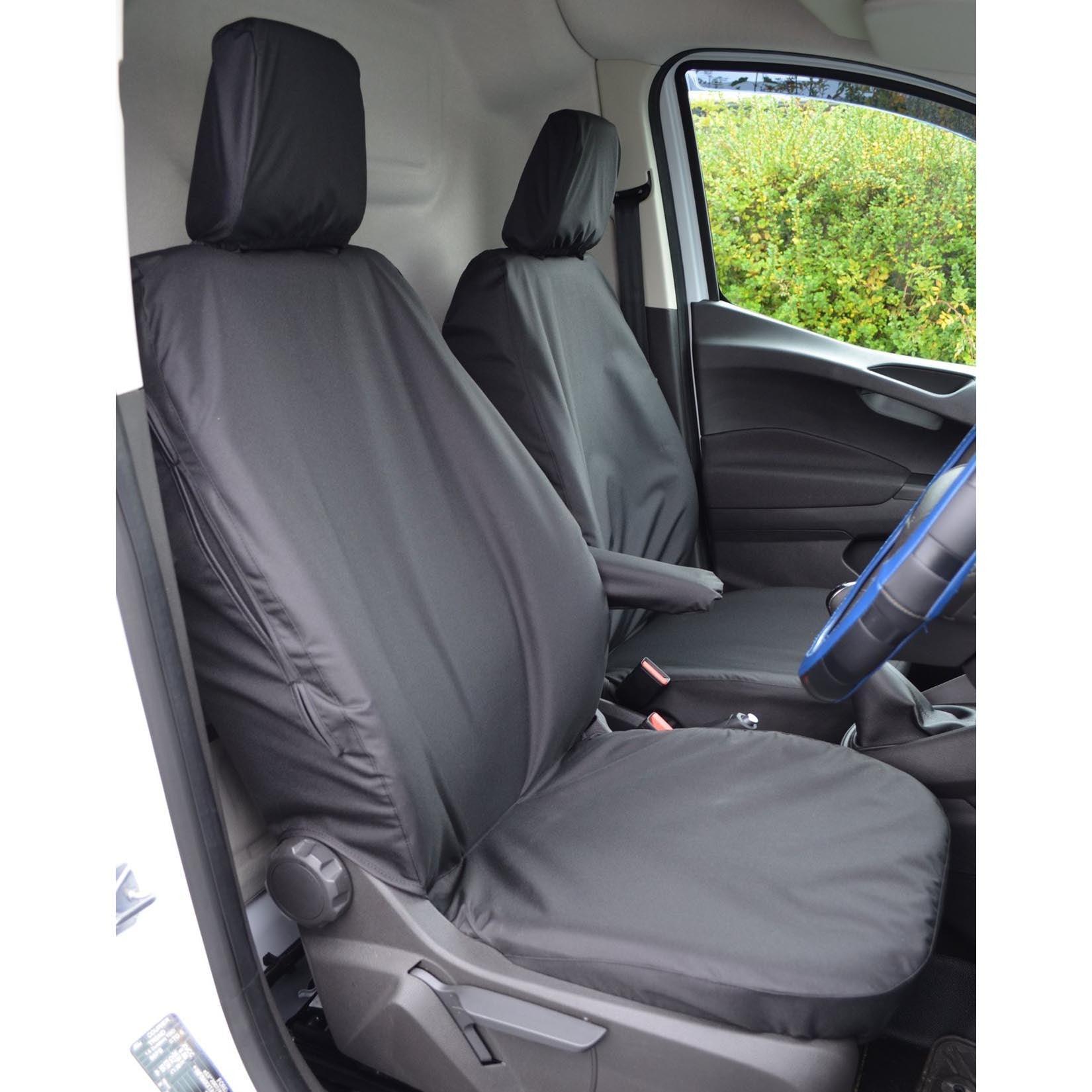 FORD TRANSIT COURIER 2014 ON - DRIVER AND NON-FOLDING PASSENGER SEAT COVERS – PAIR – BLACK - Storm Xccessories2