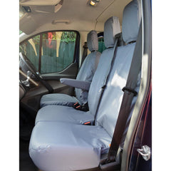 FORD TRANSIT VAN 2014 ON DRIVER AND FRONT DOUBLE PASSENGER SEAT COVERS (NO WORKTRAY) - GREY - Storm Xccessories2