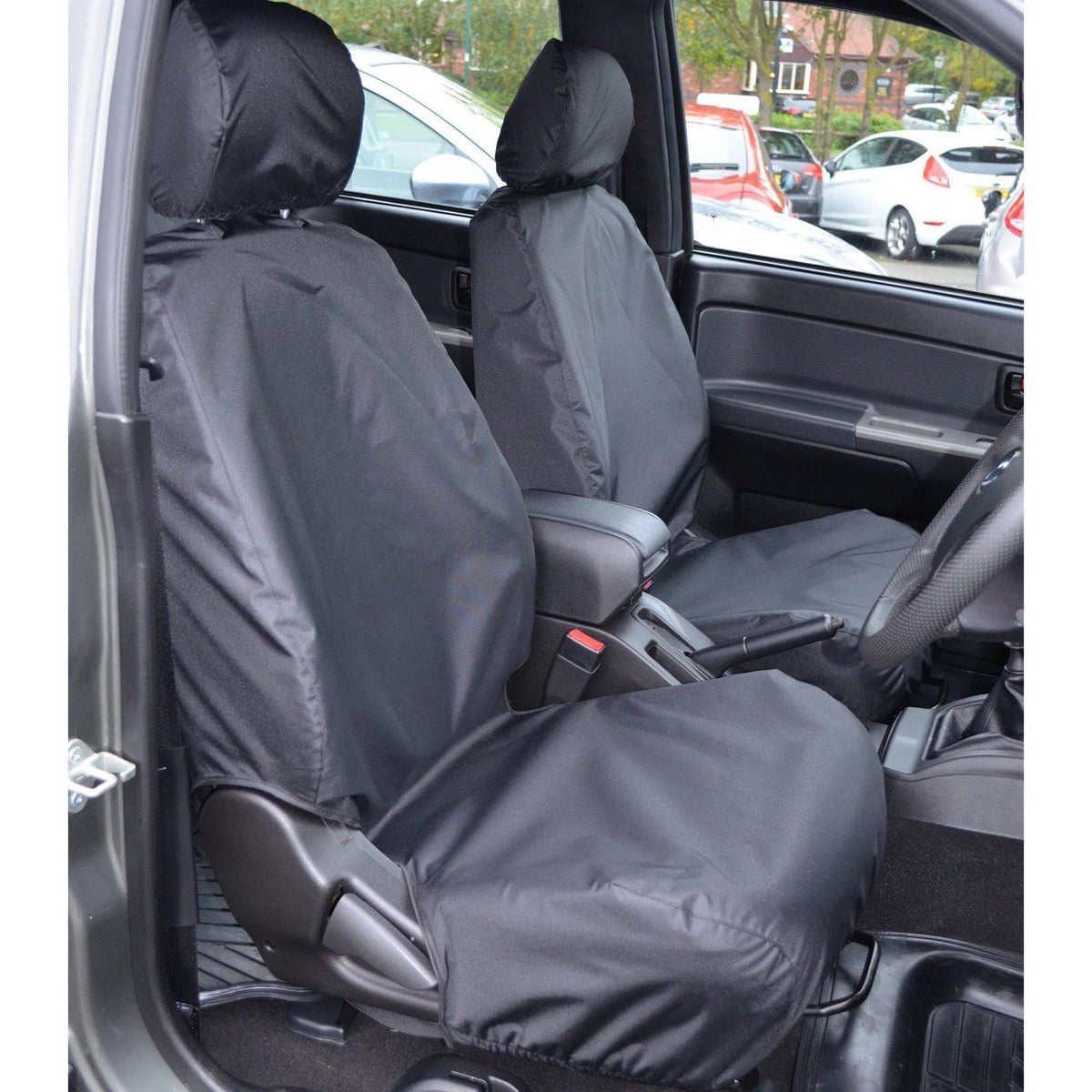 ISUZU RODEO D-MAX 2003-2012 DRIVER AND SINGLE PASSENGER SEAT COVERS - PAIR - BLACK - Storm Xccessories2