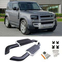 LAND ROVER DEFENDER 90 L663 2020 ON OE STYLE RUNNING BOARDS SILVER - SIDE STEPS - PAIR (WITH LOGO) - Storm Xccessories2