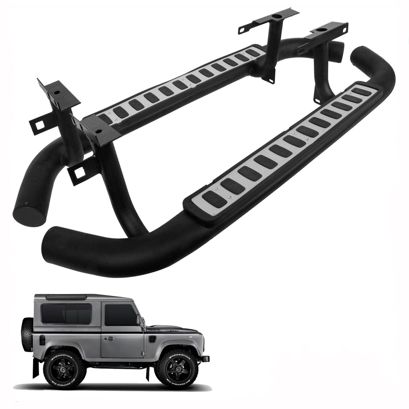 LAND ROVER DEFENDER 90 OEM STYLE RUNNING BOARDS - SIDE STEPS - PAIR - SILVER - Storm Xccessories2