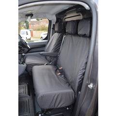 PEUGEOT BOXER VAN 2016 ON DRIVER AND DOUBLE FRONT PASSENGER (NO WORKTRAY) SEAT COVERS - BLACK - Storm Xccessories2