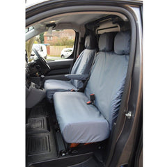 PEUGEOT BOXER VAN 2016 ON DRIVER AND FRONT DOUBLE PASSENGER (NO WORKTRAY) SEAT COVERS - GREY - Storm Xccessories2
