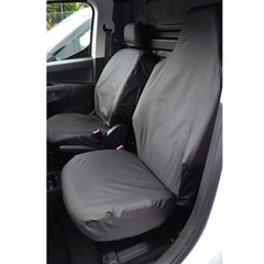 PEUGEOT PARTNER 2018 ON SEAT COVERS - BLACK DRIVER AND SINGLE PASSENGER WITH INTEGRAL HEADREST - Storm Xccessories2