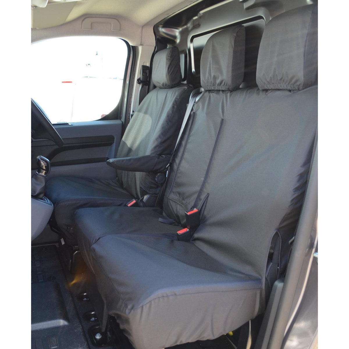 PROACE - EXPERT - DISPATCH 2016 ON - DRIVER AND DOUBLE PASSENGER SEAT COVERS - BLACK - Storm Xccessories2
