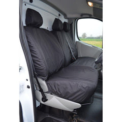 RENAULT TRAFIC 2001-2006 DRIVER (NO ARMREST) AND FRONT DOUBLE PASSENGER SEAT COVERS - BLACK - Storm Xccessories2