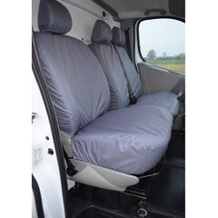 RENAULT TRAFIC 2006-2014 DRIVER (NO ARMREST) AND FRONT DOUBLE PASSENGER SEAT COVERS - GREY - Storm Xccessories2