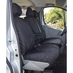 RENAULT TRAFIC 2006-2014 DRIVER (WITH ARMREST) DOUBLE PASSENGER SEAT COVERS - BLACK - Storm Xccessories2