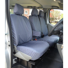 RENAULT TRAFIC 2006-2014 DRIVER (WITH ARMREST) DOUBLE PASSENGER SEAT COVERS - GREY - Storm Xccessories2