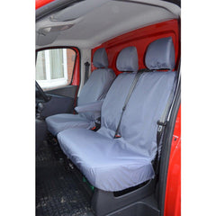 RENAULT TRAFIC 2014 ON - VAUXHALL VIVARO 2014-2019 DRIVER AND FRONT NON-FOLDING DOUBLE PASSENGER SEAT COVERS - GREY - Storm Xccessories2