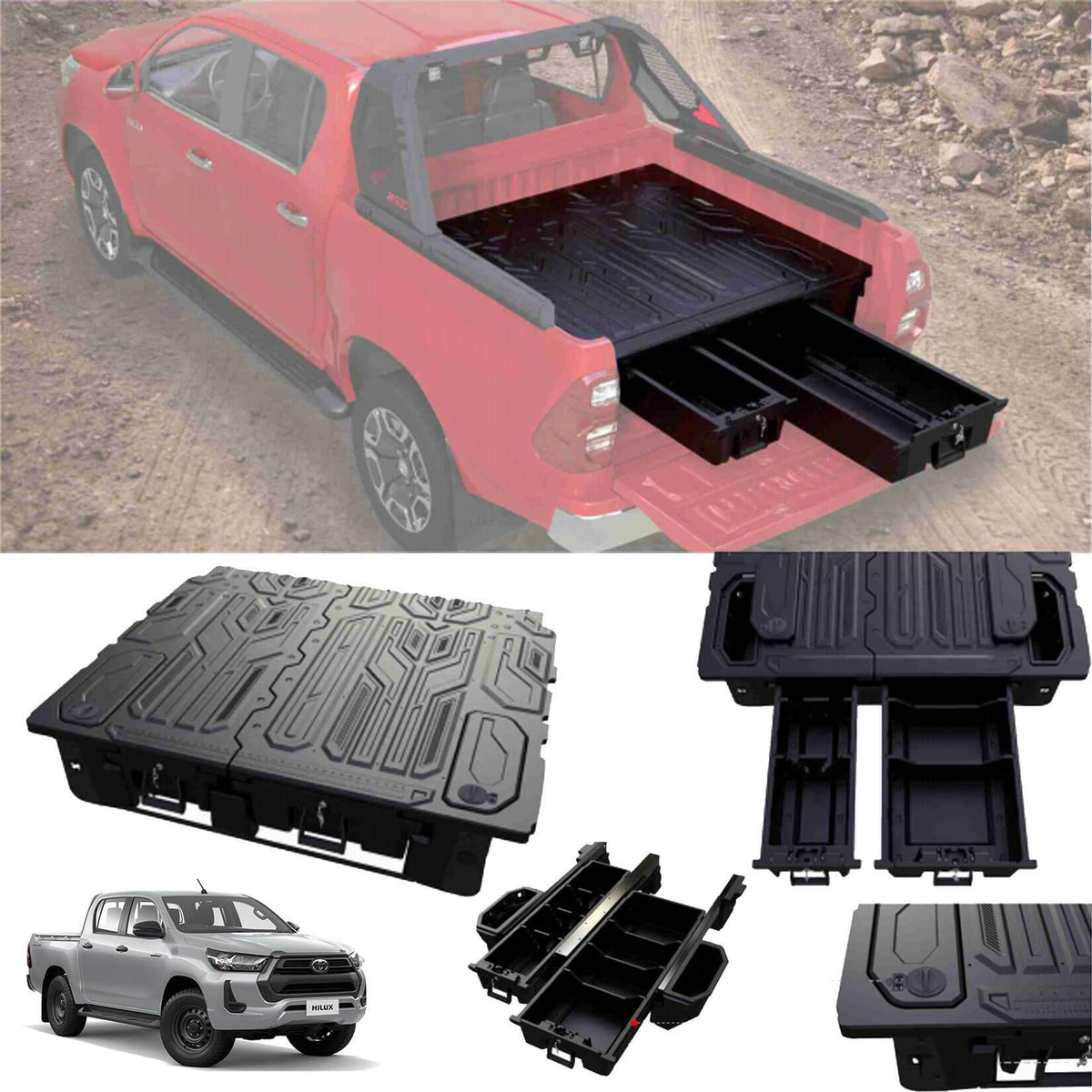 TOYOTA HILUX 2015-2022 DC - RIDGE BED INTEGRATED DRAWER SYSTEM - Storm Xccessories2
