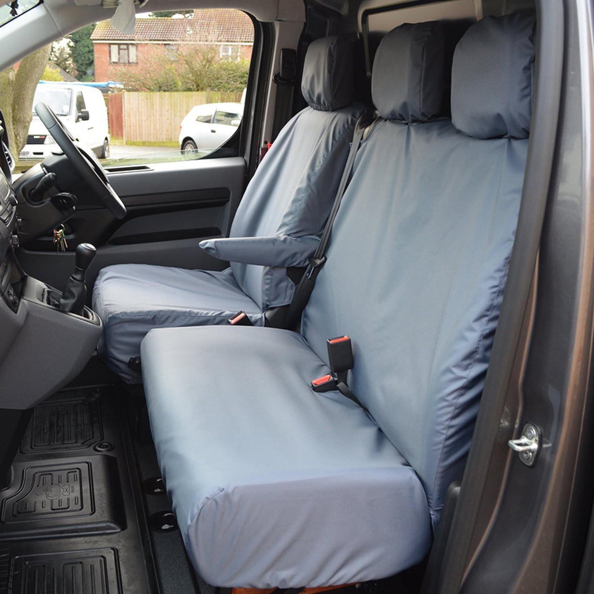 TOYOTA PROACE 2016 ON DRIVER AND FRONT DOUBLE PASSENGER SEAT COVERS - GREY - Storm Xccessories2