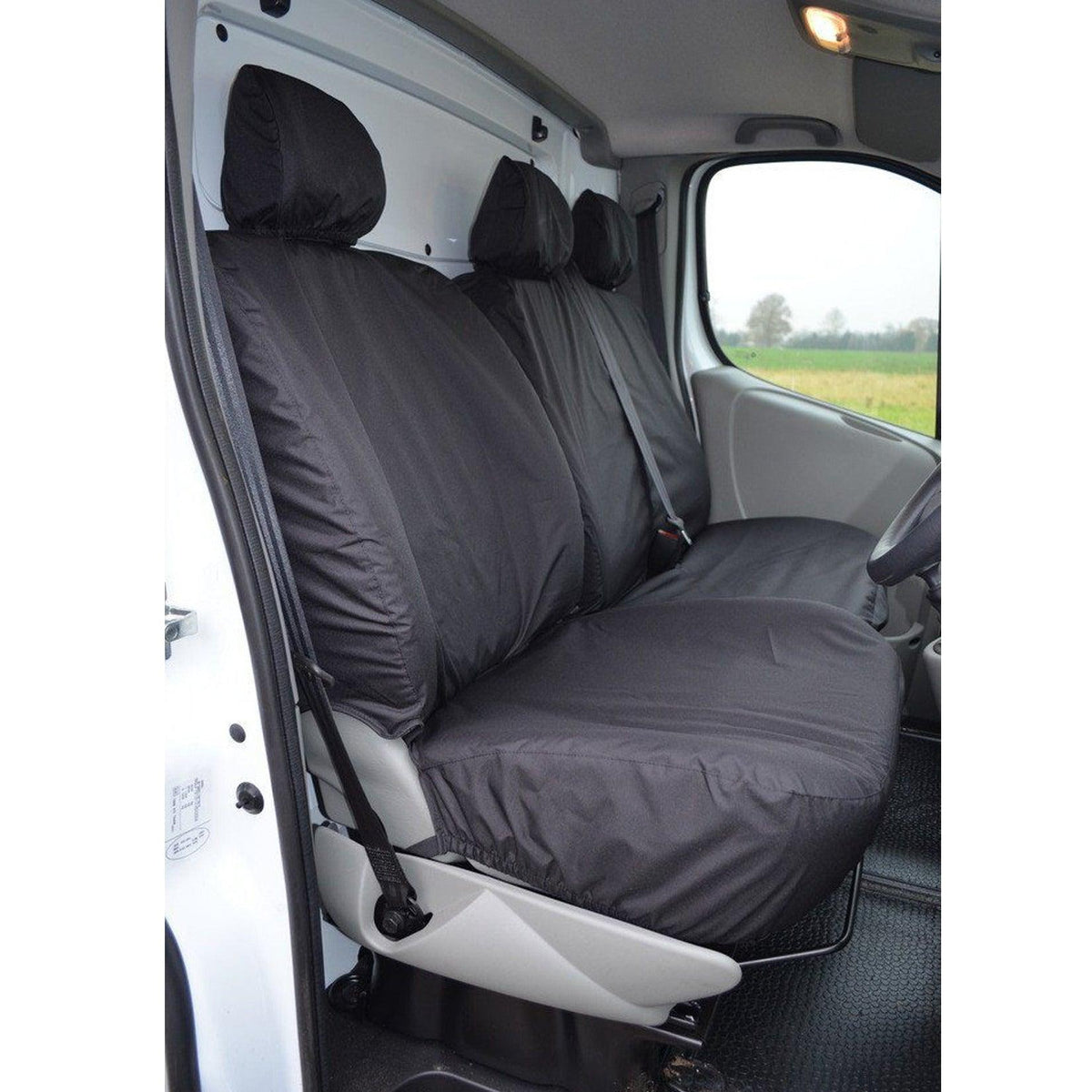 VAUXHALL VIVARO 2006-2014 DRIVER AND FRONT DOUBLE PASSENGER SEAT COVERS - BLACK - Storm Xccessories2