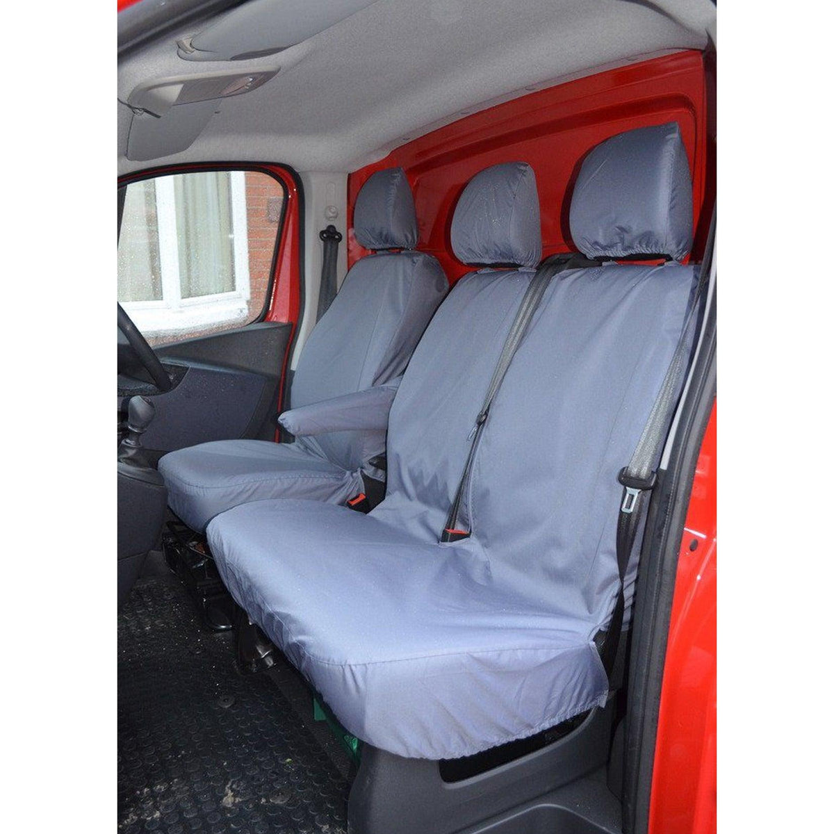 VAUXHALL VIVARO 2014-2019 BASE MODEL DRIVER AND FRONT DOUBLE PASSENGER SEAT COVERS - GREY - Storm Xccessories2