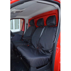 VAUXHALL VIVARO 2014-2019 CREW CAB SPORTIVE DRIVER AND FRONT DOUBLE PASSENGER SEAT COVERS - BLACK - Storm Xccessories2