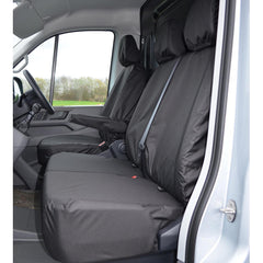 VOLKSWAGEN CRAFTER 2017 ON DRIVER AND FRONT DOUBLE PASSENGER SEAT COVERS - NON FOLDING - BLACK - Storm Xccessories2
