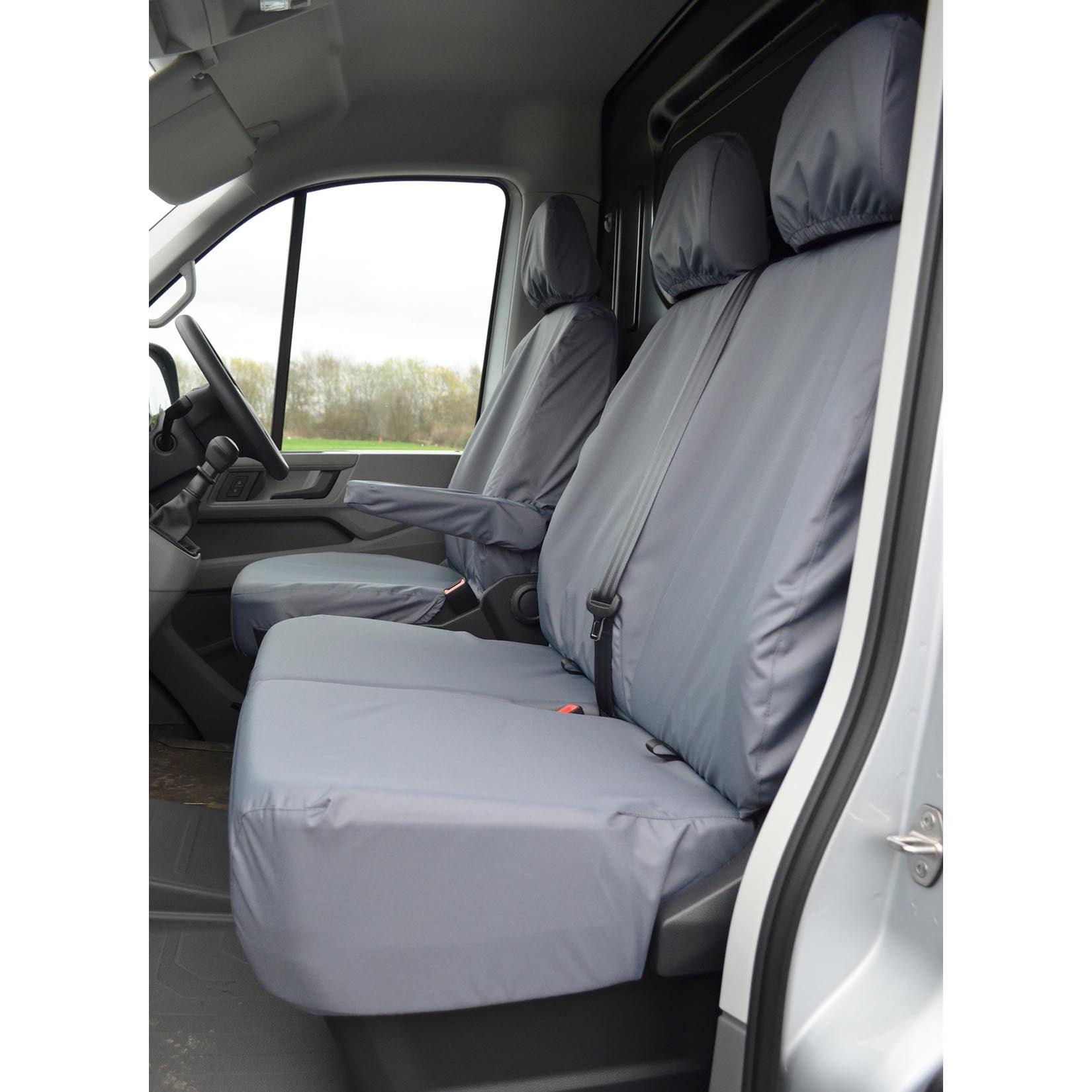 VOLKSWAGEN CRAFTER 2017 ON DRIVER AND FRONT DOUBLE PASSENGER SEAT COVERS NON FOLDING - GREY - Storm Xccessories2