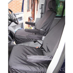 VW TRANSPORTER T5 2003-2009 FRONT PAIR SEAT COVERS WITH ARMRESTS - BLACK - Storm Xccessories2