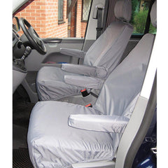 VW TRANSPORTER T5 2003-2009 FRONT PAIR SEAT COVERS WITH ARMRESTS - GREY - Storm Xccessories2
