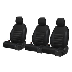 VW TRANSPORTER T6 2016 ON FRONT DRIVER & DOUBLE PASSENGER SEAT COVERS - PU LEATHER IN BLACK - Storm Xccessories2