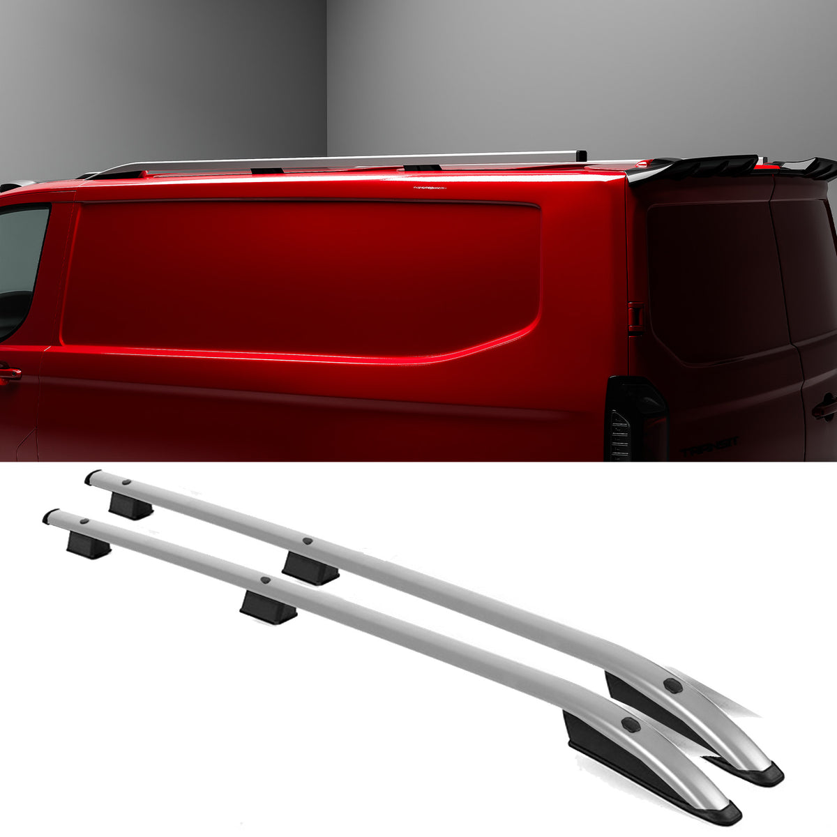 Ford Transit Custom 2024+ LWB Sport Style Roof Rails In Silver