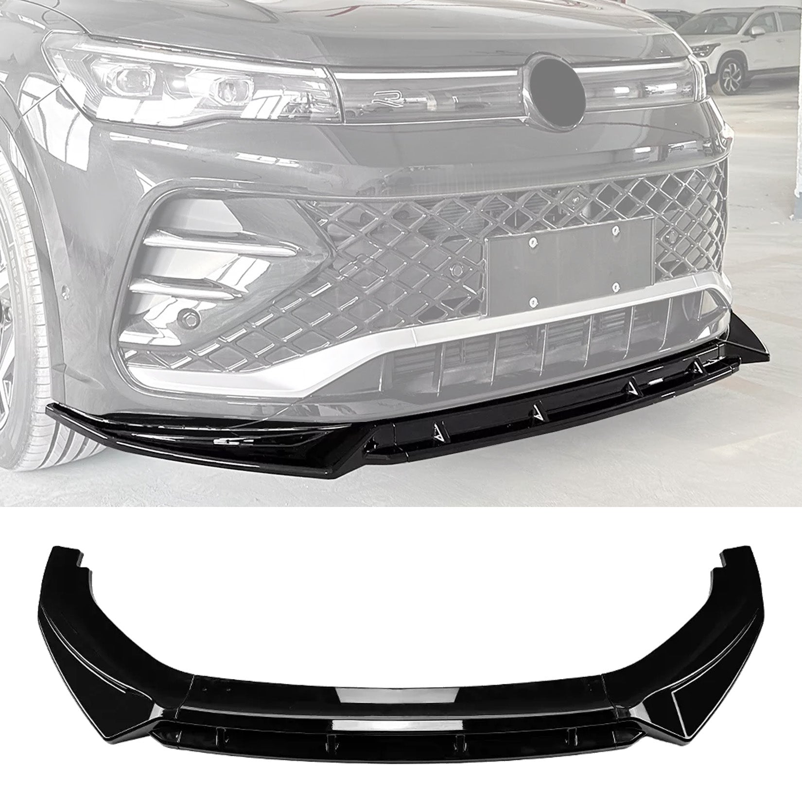 Volkswagen Tiguan MK3 2024+ R Line Front Splitter In Gloss Black