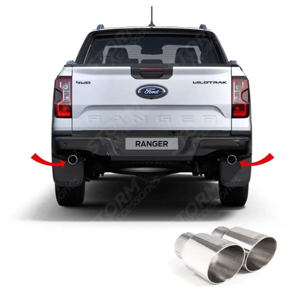 2.0TDCI 205PS Milltek Sport Axle Back 'Raptor Look' Exhaust System For Ford Ranger 2022+ GT-90 Polished