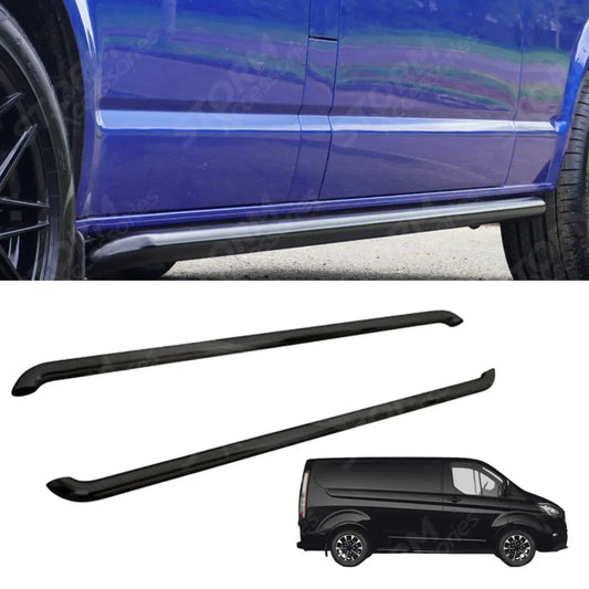 2.4 Inch Gloss Black STX Style Sportline Side Bars Pair For Ford Transit Custom Lwb 2018-2023