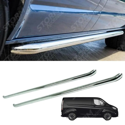 2.4 Inch Stainless Steel STX Style Sportline Side Bars Pair For Ford Transit Custom Lwb 2012-2017