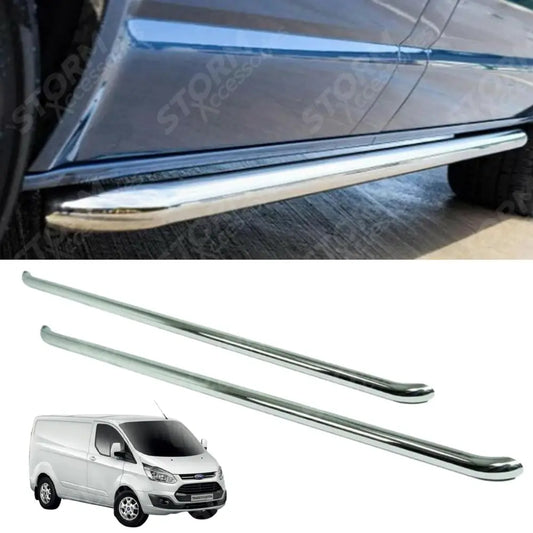 2.4 Inch Stainless Steel STX Style Sportline Side Bars Pair For Ford Transit Custom Swb 2012-2017