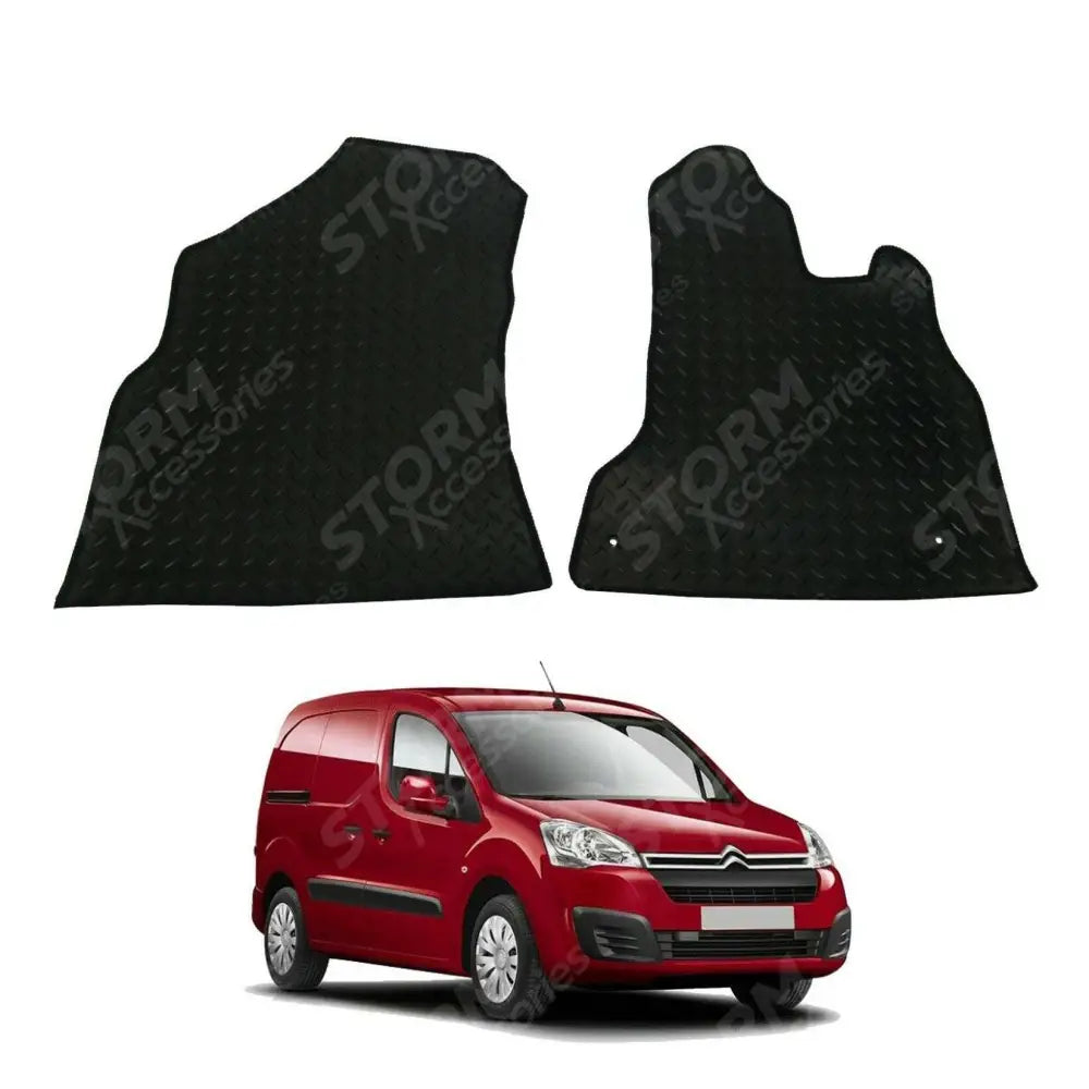 2 Pcs Set Tailored Fit Rubber Mats Black For Citroen Berlingo - Peugeot Partner - 2008-2018