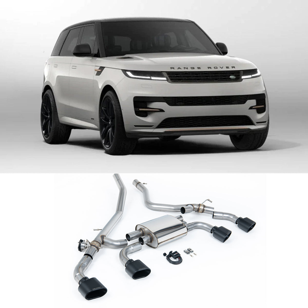 Range Rover Sport L461 2023+ P460/510/550e 3.0 i6 Plug In Hybrid Milltek Sport Cat Back Exhaust System Cerakote Black Ovals