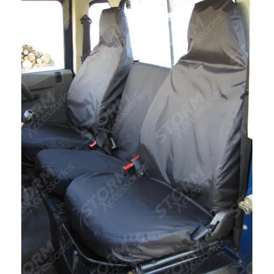 3 Front Single Seat Covers Black For Land Rover Defender 90 / 110 - 1983-1997