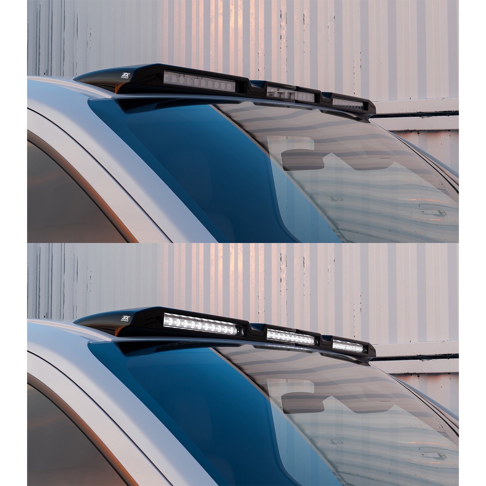 Ford Transit Custom 2024 on Roof Light Pod 3 Light In Gloss Black