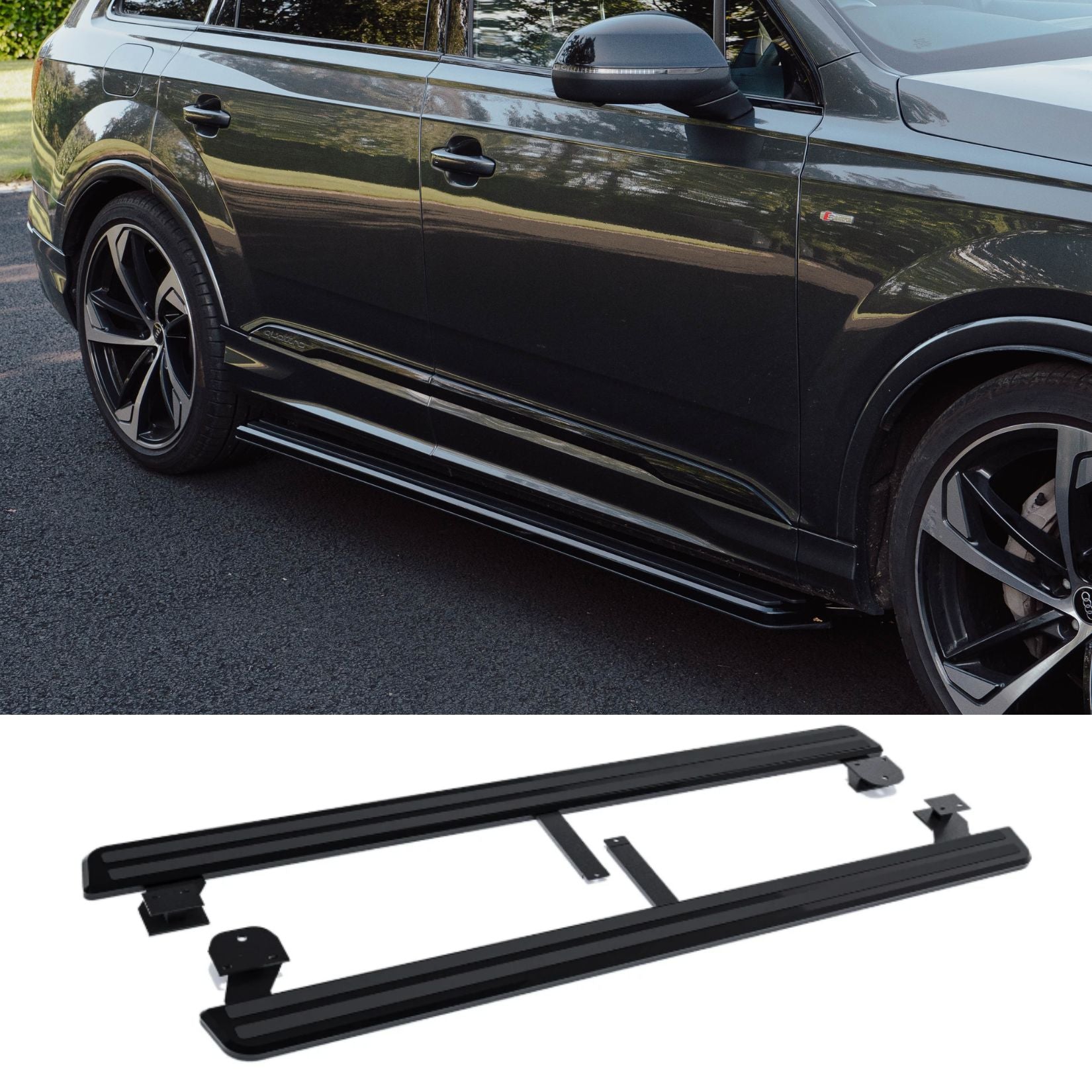 Audi Q7 2016 On Oe Style 2 Running Boards All Black- Pair