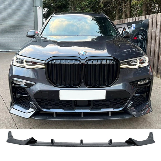 BMW X7 G07 2018-2023 Black Knight Front Splitter In Carbon Style
