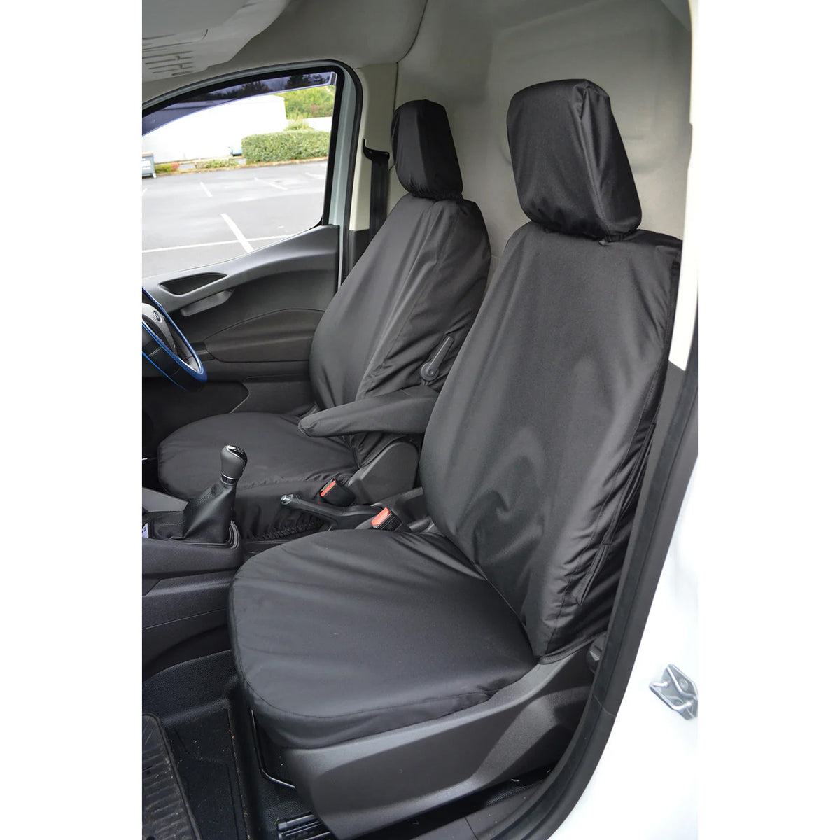 Ford Transit Courier 2023+ Driver & Non-Folding Passenger Tailored Waterproof Seat Covers In Black