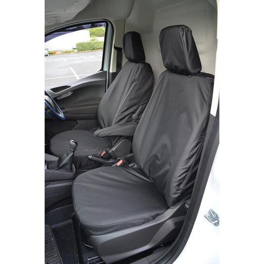 Ford Transit Courier 2023+ Driver & Non-Folding Passenger Tailored Waterproof Seat Covers In Black