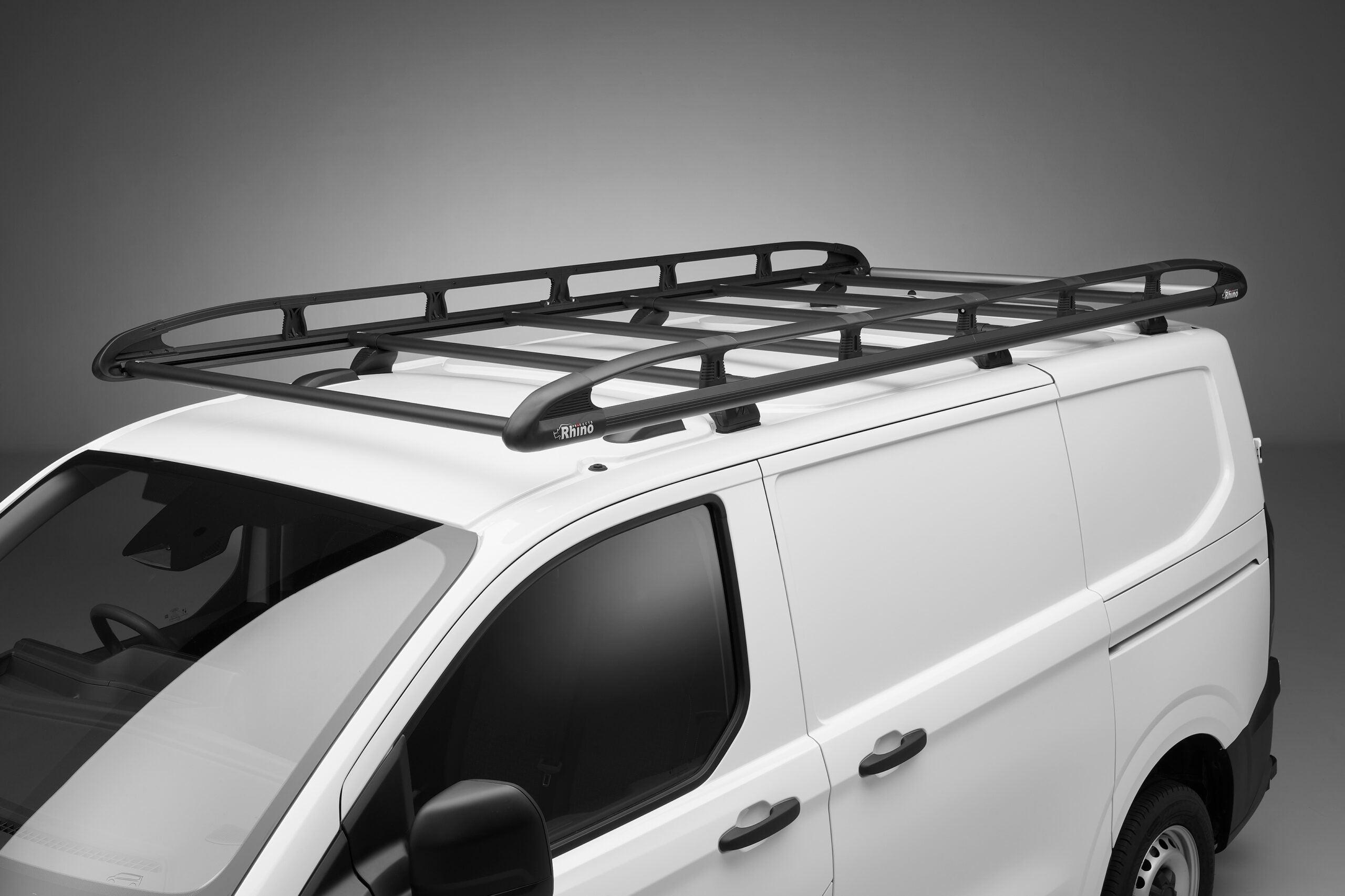 Rhino KammRack Black Aluminium Van Roof Rack Ford Transit Custom 2023 On LWB Low Roof L2H1 Twin Rear Doors