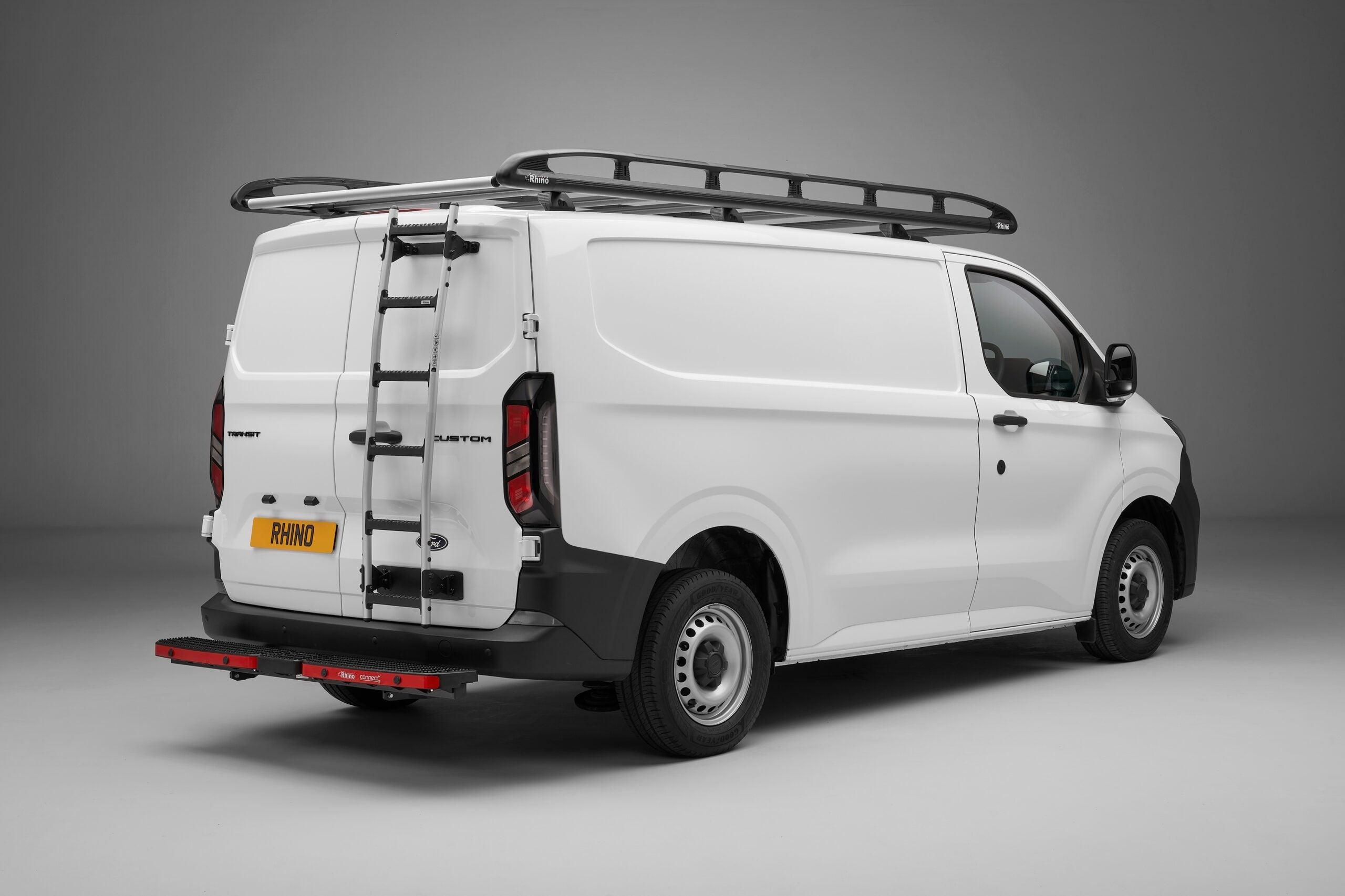 Rhino KammRack Black Aluminium Van Roof Rack - Ford Transit Custom 2023 On SWB Low Roof (L1H1) Twin Rear Doors