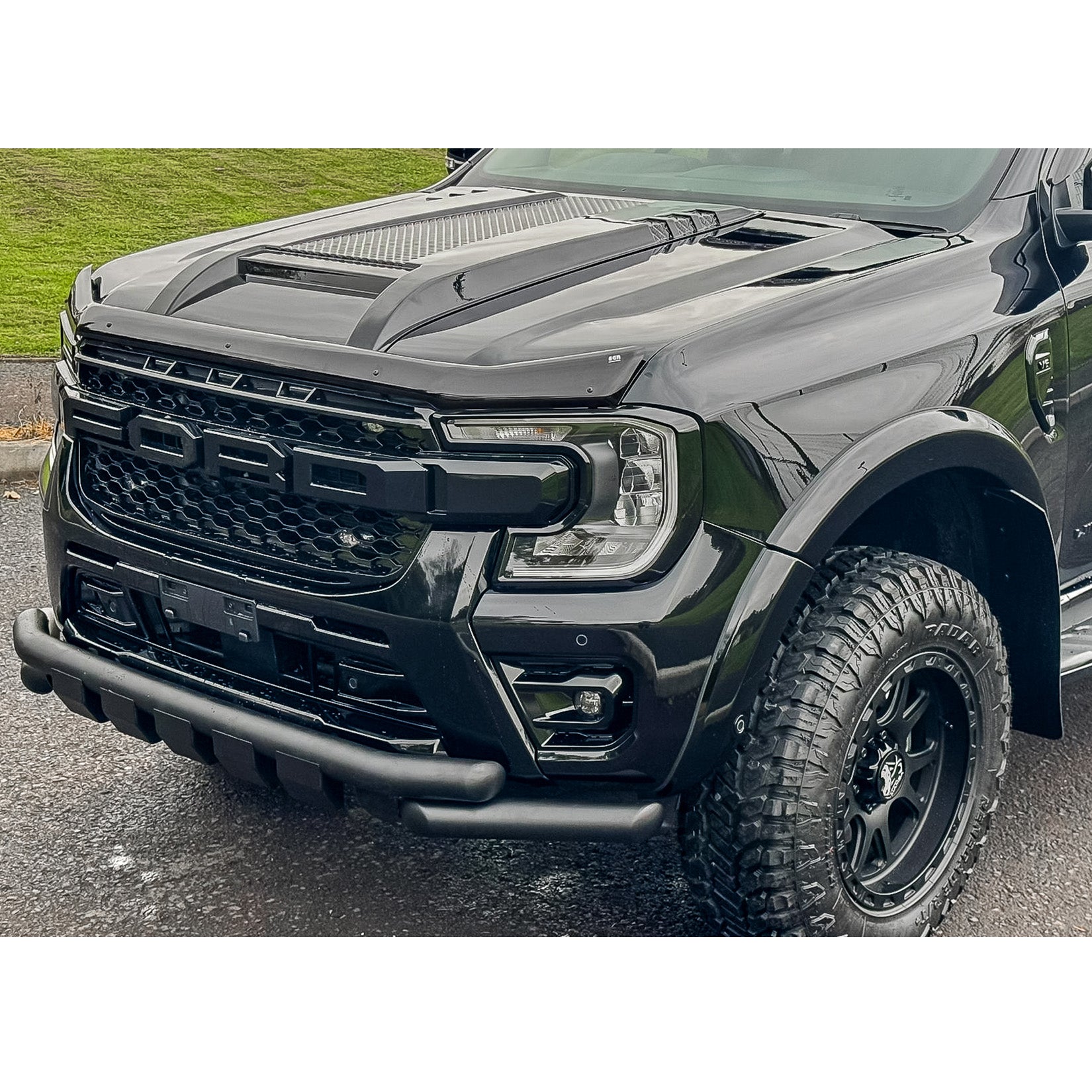 Ford Ranger T6 2023 On Stx Bonnet Scoop In Gloss Black