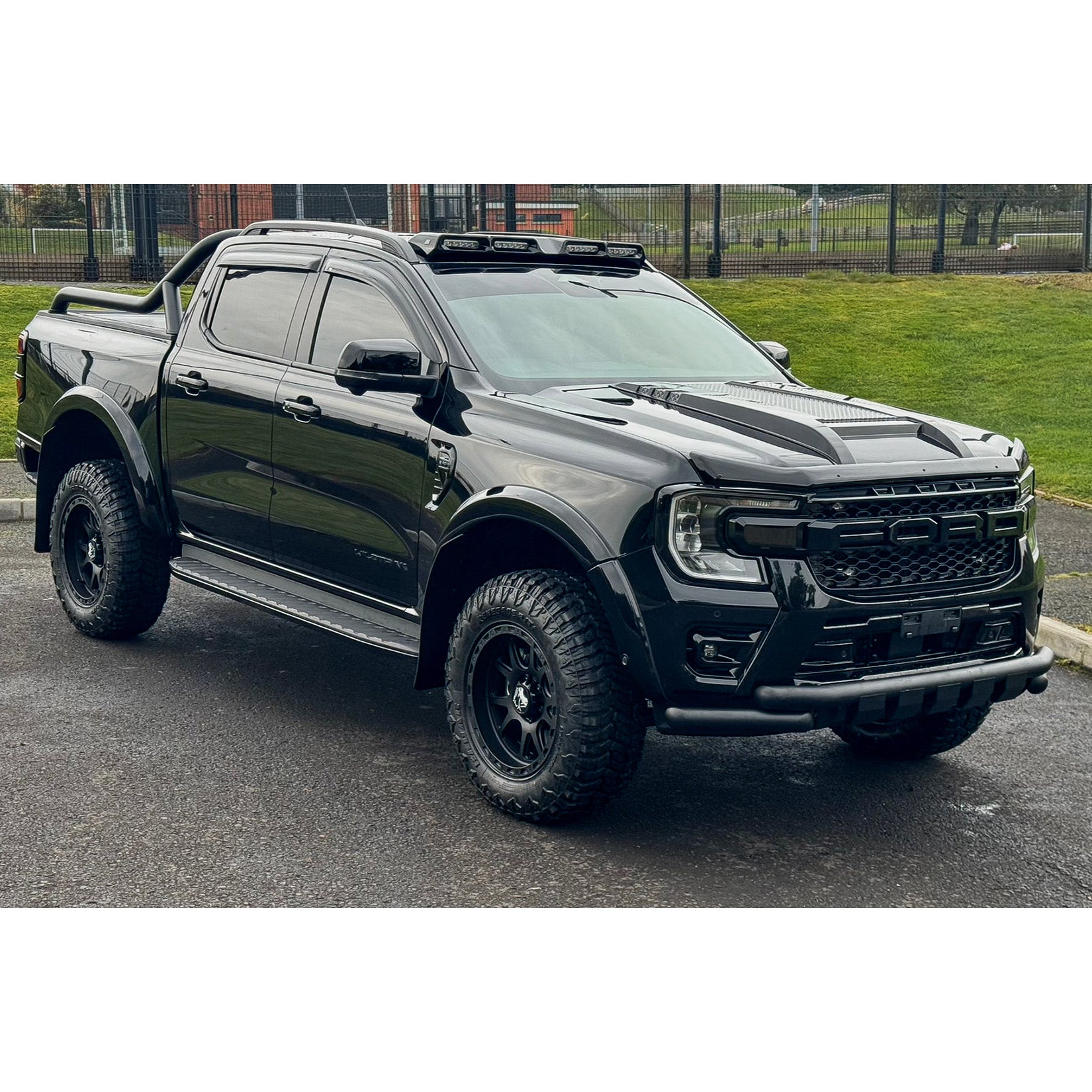 Ford Ranger T9 2023 On Double Deck V2 Black Powder Coat Front Spoiler Bar