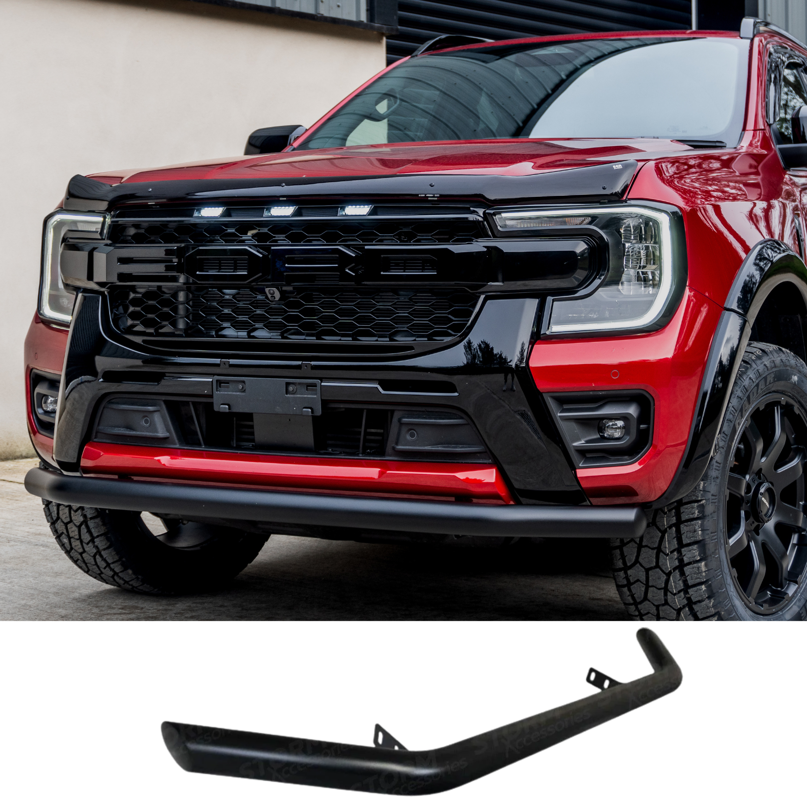 Ford Ranger T9 2023 On Single Deck Black Powder Coat Front Spoiler Bar