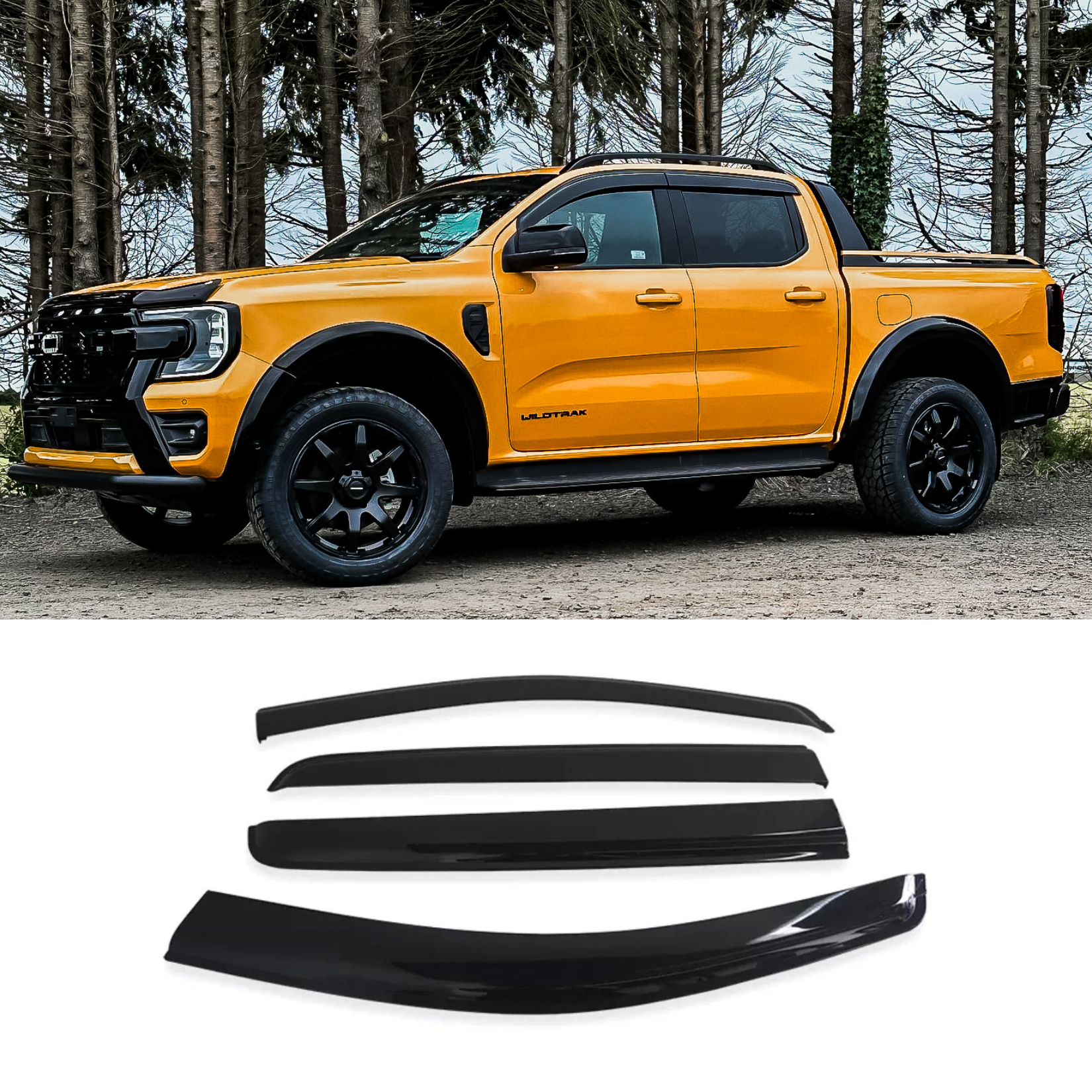 Ford Ranger T9 & Vw Amarok 2023 On Double Cab Stx Quad Wind Deflectors - 4pcs