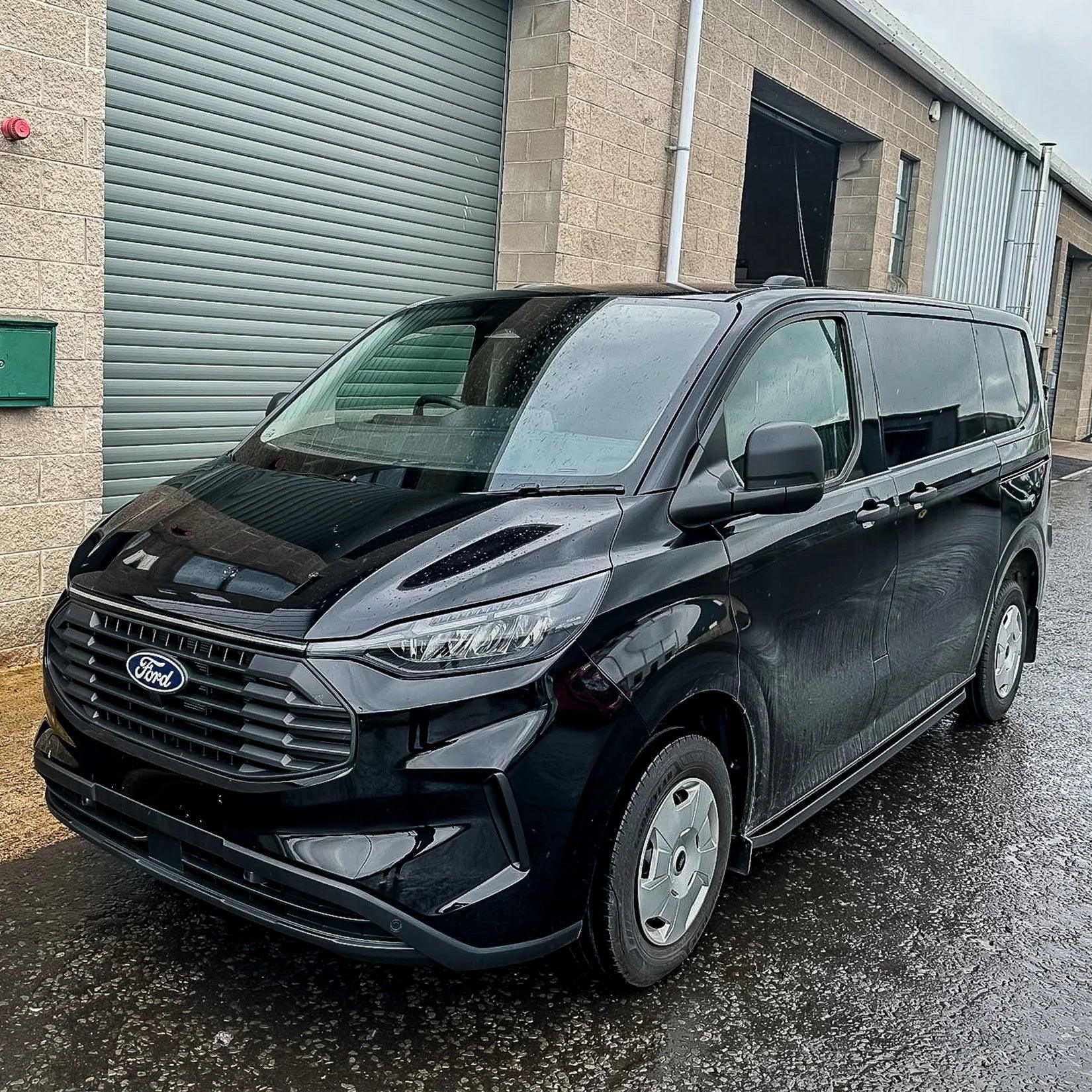 Ford Transit Custom MK2 LWB 2024 On Trapezoid Side Bars In Gloss Black