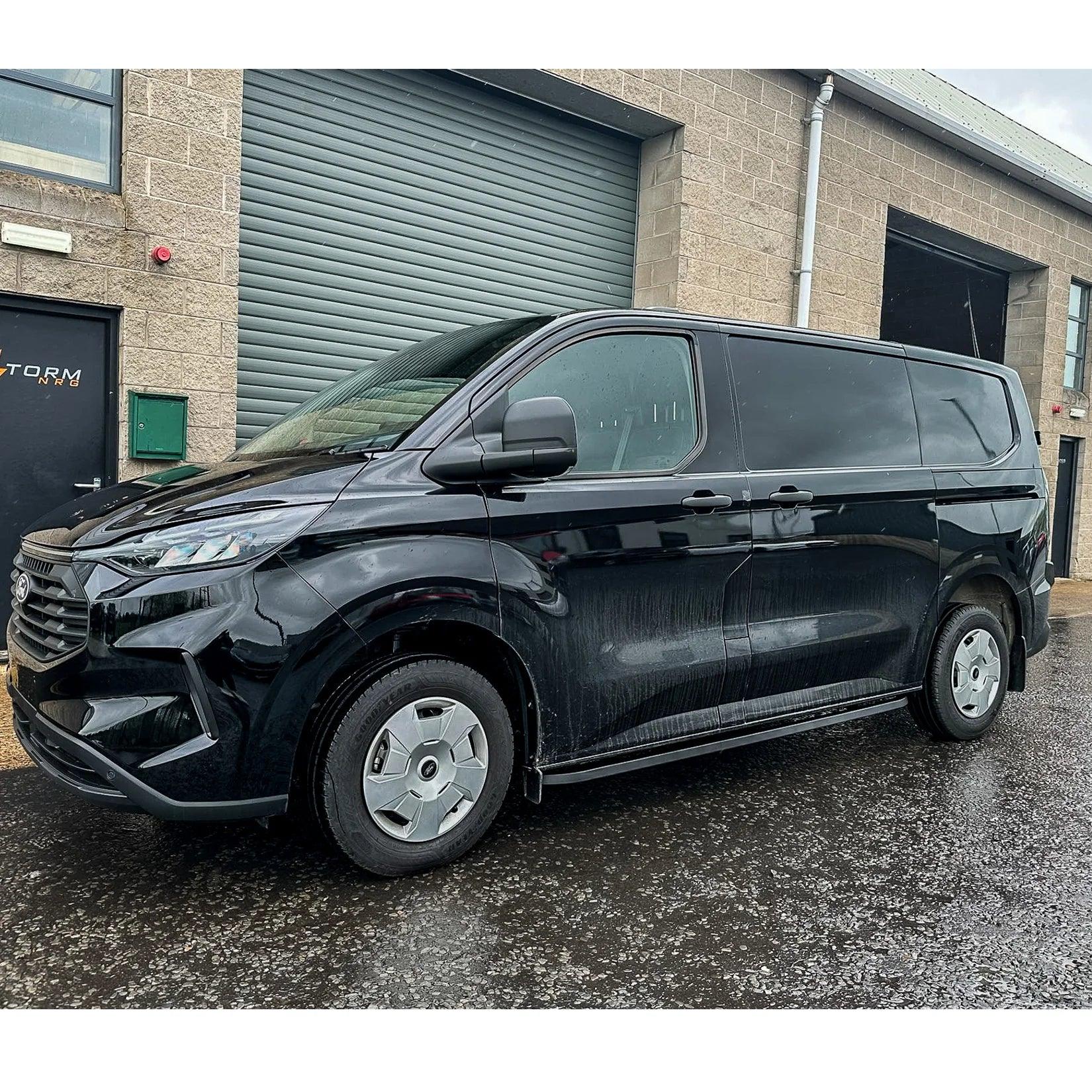 Ford Transit Custom MK2 LWB 2024 On Trapezoid Side Bars In Gloss Black